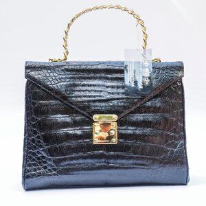 BEAUTIFUL LANA OF LONDON HANDBAG, BLACK CROCODILE